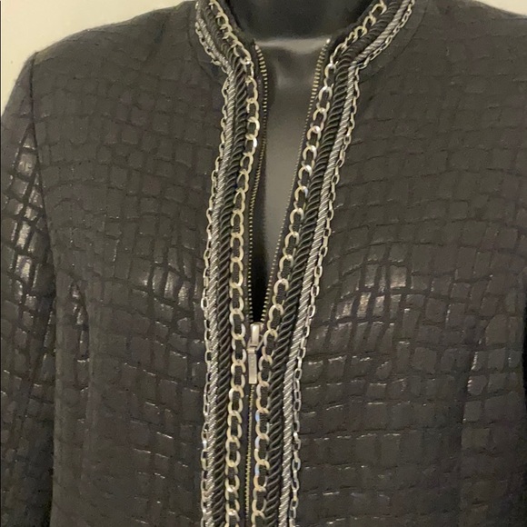 Chico’s Black Croc Embossed Nehru Jacket - Picture 7 of 13